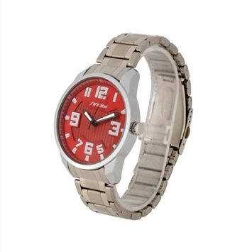 Relógio Masculino Aço e Fundo Vermelho